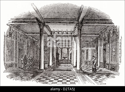 Salle type de Villa Romaine vers 1845 gravure sur bois victorien Banque D'Images