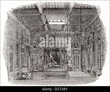Salle type de villa romaine de Pompéi restauration gravure gravure sur bois victorien circa 1845 Banque D'Images