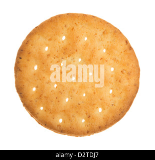 Craquelins de blé. Un seul morceau de biscuit d'avoine complet isolé sur fond blanc. Banque D'Images