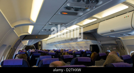 L'aéroport de Manchester et vol pour Lanzarote prises pendant le vol à l'intérieur d'un GOZBP321 monarque. Banque D'Images