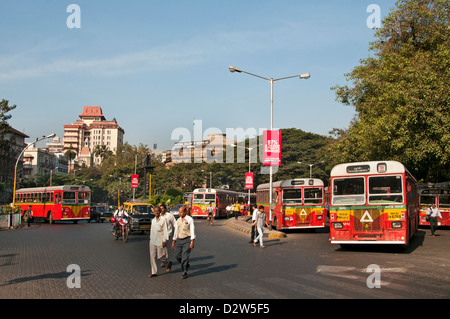 La zone Colaba de Mumbai ( Bombay ) Inde S. P. Mukherjee Chowk Square Kala Ghoda Fort Banque D'Images