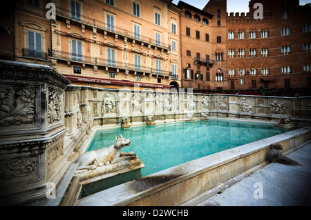 La Fonte Gaia en Il Campo, Sienne, Toscane, Italie Banque D'Images