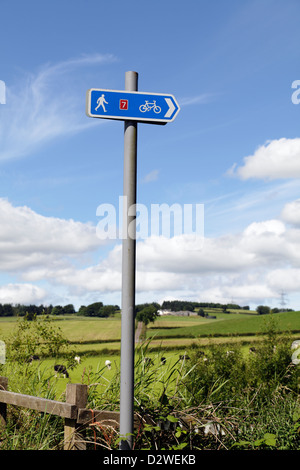 Direction pour le réseau national Cycle Sustrans Route 7, Ecosse, Royaume-Uni Banque D'Images