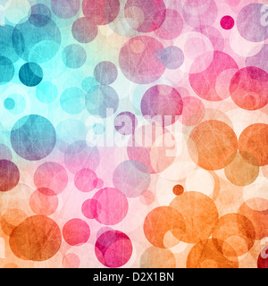 Bleu clair - Rose - Orange Abstract Circles Background Banque D'Images
