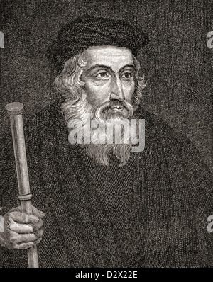 John Wycliffe, ch. 1328 à 1384. English théologien, prédicateur laïque, traducteur, réformiste et enseignant à l'université. Banque D'Images