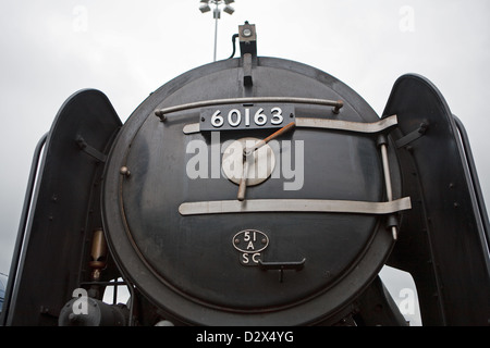 LNER Classe A1 au poivre 60163 train à vapeur de la tornade, avant la porte de la boîte de fumée Banque D'Images