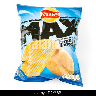 Sachet de marcheurs Max fromage et chips de pommes de terre à l'oignon, UK Banque D'Images