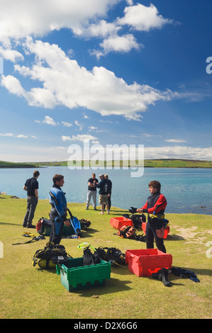 Plongée à Scapa Flow, îles Orcades, en Écosse. Banque D'Images