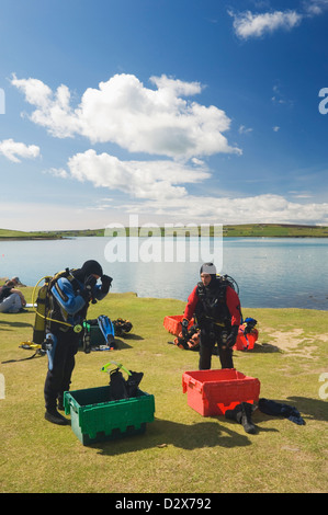 Plongée à Scapa Flow, îles Orcades, en Écosse. Banque D'Images