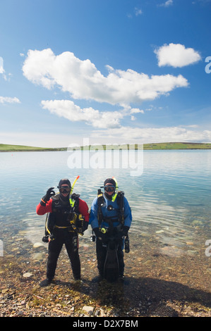 Plongée à Scapa Flow, îles Orcades, en Écosse. Banque D'Images