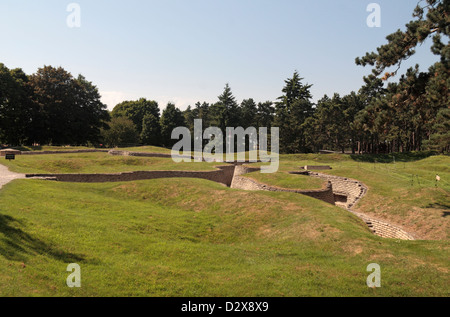 Préservés des tranchées au Mémorial canadien de la Première Guerre mondiale, la crête de Vimy, lieu historique national du Canada, Vimy, France. Banque D'Images