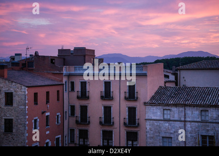 Soirée d'été à Gérone (Girona, Catalogne, Espagne) Banque D'Images