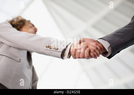 Close up of businessman and businesswoman shaking hands Banque D'Images