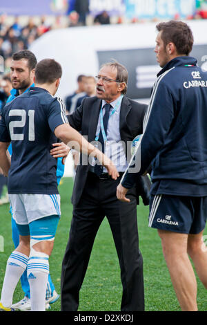 3 février. L'année 2013. Rome, Italie. Six Nations de rugby. L'Italie contre la France. L'entraîneur de l'équipe Italie Jacques Brunel. Banque D'Images