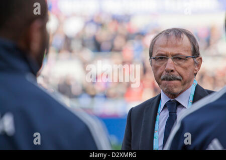 3 février. L'année 2013. Rome, Italie. Six Nations de rugby. L'Italie contre la France. L'entraîneur de l'équipe Italie Jacques Brunel. Banque D'Images