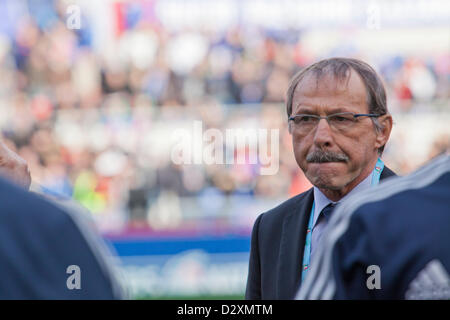 3 février. L'année 2013. Rome, Italie. Six Nations de rugby. L'Italie contre la France. L'entraîneur de l'équipe Italie Jacques Brunel. Banque D'Images