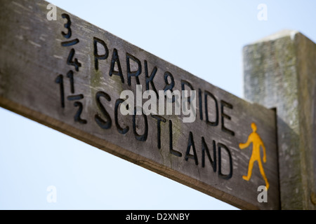 Park and Ride signe à Corfe castle Dorset.L'Angleterre. UK Banque D'Images