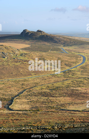 Haytor, Dartmoor, UK, sur une claire matinée d'hiver. Banque D'Images