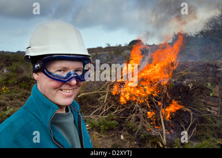 De grands travaux de conservation ; Seton papule, Cornwall, UK Banque D'Images