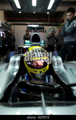 Jerez, Espagne. 4 février 2013. Sport Automobile : Championnat du Monde de Formule 1 de la FIA 2013, F1, Mercedes GP Jerez test Lancement, Nico Rosberg (GER) Mercedes GP, Banque D'Images