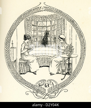 Illustration de la qualité de jeu J. M. Barrie Street, une comédie sur deux sœurs qui commencent une école pour enfants "distinguée". Banque D'Images