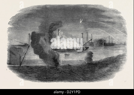 Combustion de 'THE SANTA MARIA' FRÉGATE DANS LE PORT DE Sébastopol, dessiné par E.A. GOODALL Banque D'Images