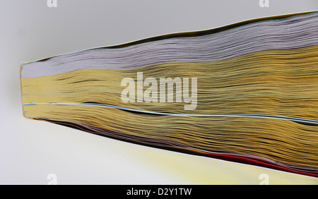 Close-up Yellow Pages de l'annuaire téléphonique. Banque D'Images