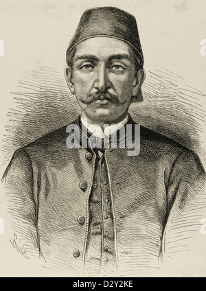 Abdul Hamid II (1842-1918). 34ème Sultan de l'Empire Ottoman. Gravure de l'espagnol et l'American Illustration, 1876. Banque D'Images