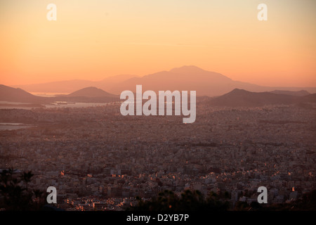 Grèce Athènes Attica la vue sur la ville depuis le mont Hymette Banque D'Images