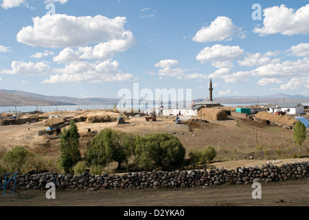 Le village de Canasku sur le lac Cildir dans la région orientale de l'Anatolie, au nord-est de la Turquie, près des frontières avec la Géorgie et l'Arménie. Banque D'Images