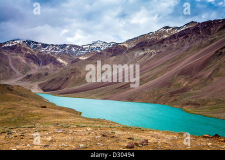 Spiti Valley lac Chandra Taal, Himachal Pradesh, Inde Banque D'Images