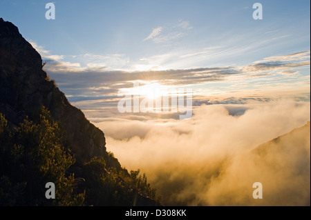 Lever du soleil sur le Cerro Chirripó (3820m), point le plus élevé au Costa Rica, le Parc National Chirripó, Costa Rica, Amérique Centrale Banque D'Images