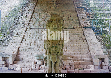 Escalier hiéroglyphique, site archéologique maya de Copan, ruines, UNESCO World Heritage site, Honduras, Amérique Centrale Banque D'Images