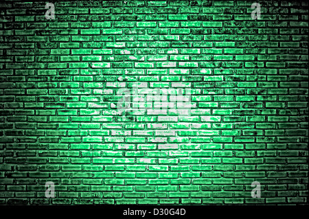 Mur de briques rugueuses vert Banque D'Images