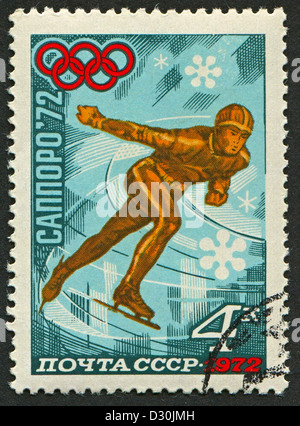 Urss - circa 1972 : timbres-poste imprimés en URSS dédié aux jeux olympiques d'hiver de XI (1972), vers 1972. Banque D'Images