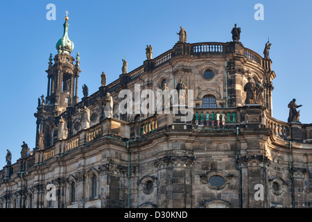 La Hofkirche Katholische - Église catholique de la Cour Royale de Saxe à Dresde, Saxe, Allemagne. Banque D'Images