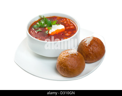 .Le bortsch russe et ukrainien soupe rouge nationale libre Banque D'Images