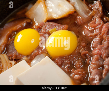 La cuisine japonaise .Le bœuf avec oeuf caille Banque D'Images