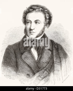 Alexandre Sergueïevitch Pouchkine, 1799 - 1837. L'auteur russe de l'époque romantique. Banque D'Images