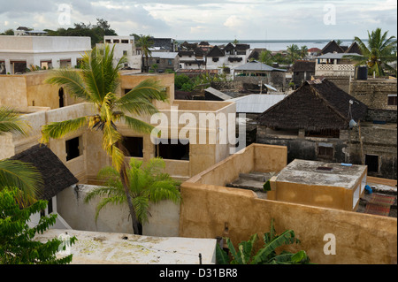 Vue sur les toits de la ville de Lamu, l'archipel de Lamu, Kenya Banque D'Images