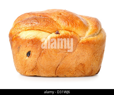 Pain aux raisins avec isolé sur fond blanc Banque D'Images