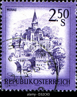 Autriche - circa 1974 : timbre imprimé en Autriche montre Murau, à partir de la série "sites en Autriche", vers 1974 Banque D'Images