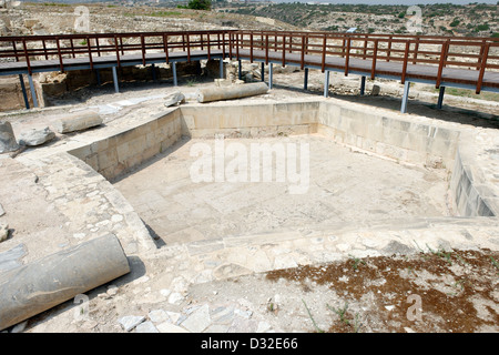 Bains Publics Bassin hexagonal à ancient Kourion, un site archéologique gréco-romain sur la côte sud de Chypre Banque D'Images