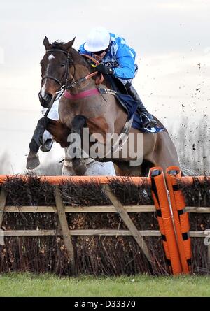 Huntingdon Race Course. Le Cambridgeshire. 7 février 2013. Professeur d'art gagnant monté par Aidan Coleman saute la dernière clôture. La race 5. 32Red.com Handicap obstacle. Fen Chatteris journée de course.. Credit : Sport en images / Alamy Live News Banque D'Images