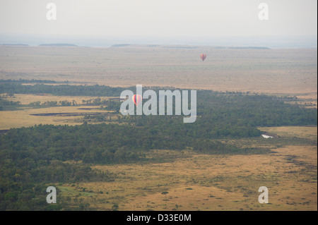 Vol en montgolfière sur le Masai Mara National Reserve, Kenya Banque D'Images