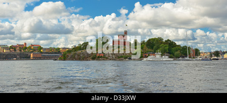 Vue panoramique du paysage marin style médiéval château sur Kastelholmen, Stockholm, Suède construite vers 1846-8. Voir également D33JY0 D33JYB Banque D'Images