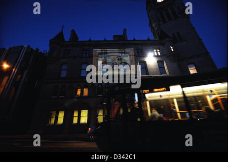 Maison de ville de La Ville d'Aberdeen avec artworks projetée à l'est dans le cadre du lancement de la "peintures" votre site montrant l'art public Banque D'Images