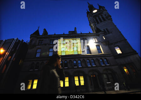 Maison de ville de La Ville d'Aberdeen avec artworks projetée à l'est dans le cadre du lancement de la "peintures" votre site montrant l'art public Banque D'Images