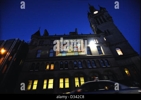 Maison de ville de La Ville d'Aberdeen avec artworks projetée à l'est dans le cadre du lancement de la "peintures" votre site montrant l'art public Banque D'Images