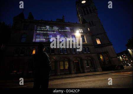 Maison de ville de La Ville d'Aberdeen avec artworks projetée à l'est dans le cadre du lancement de la "peintures" votre site montrant l'art public Banque D'Images